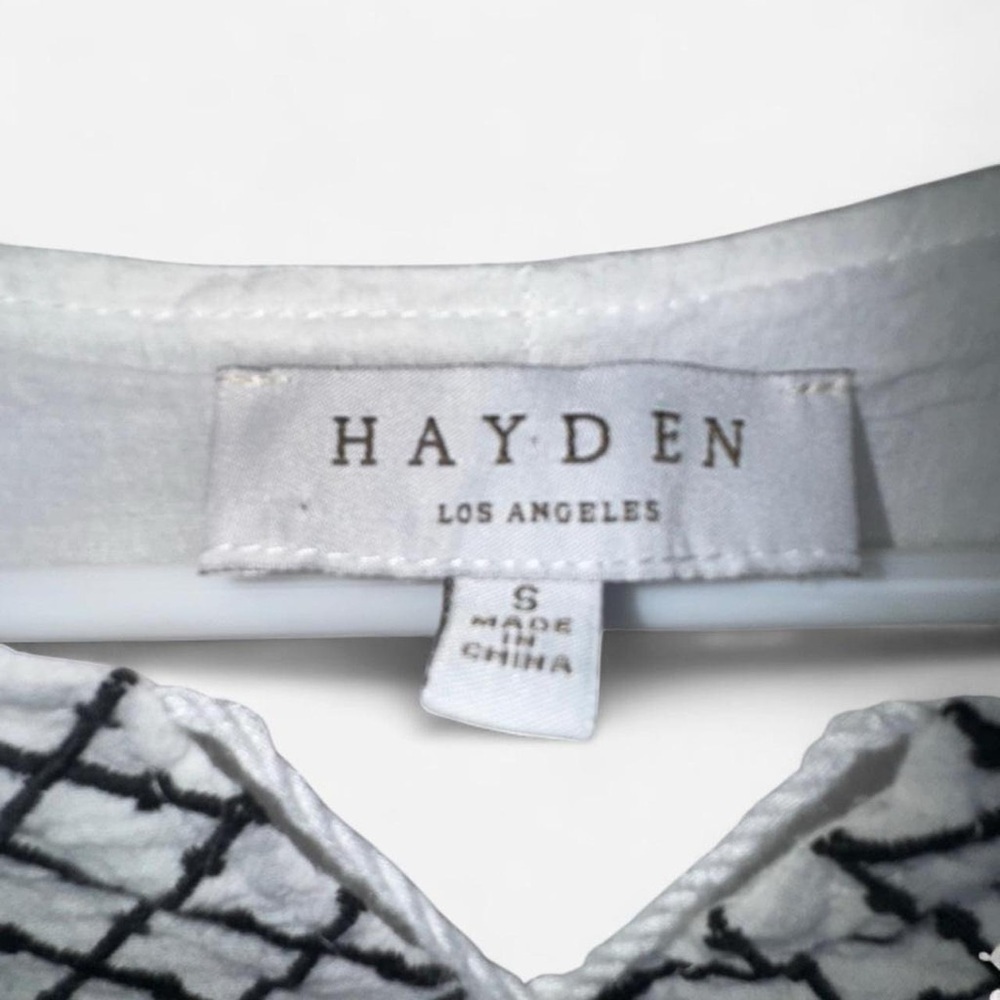 Hayden Los Angeles Embroidered Boho Gauze Midi Dress White Black Small - Picture 5 of 7